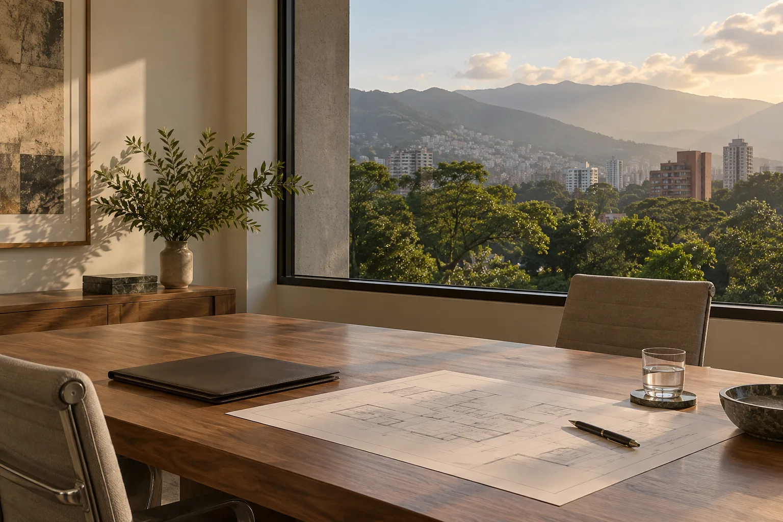 Property plans on an advisory desk