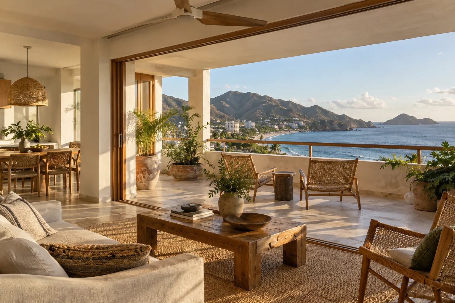 Apartment terrace overlooking the coast