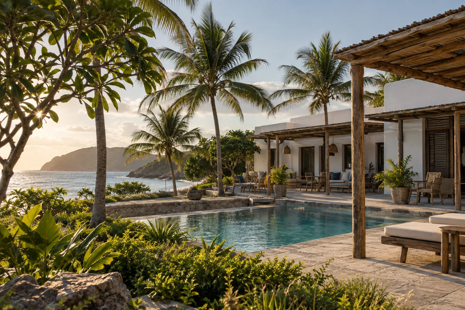 Coastal hotel terrace