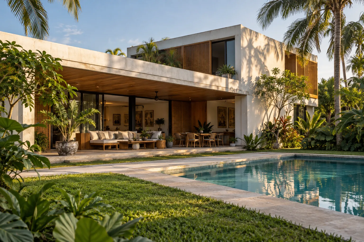 House opening onto a tropical garden