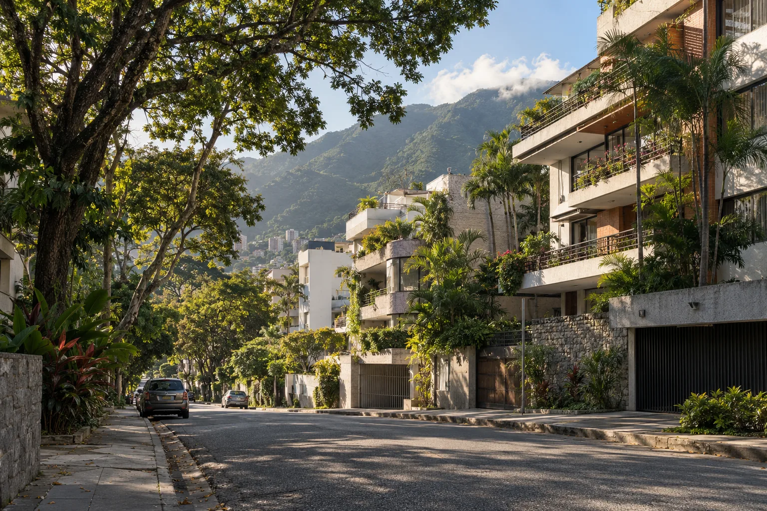 Tree-lined residential street